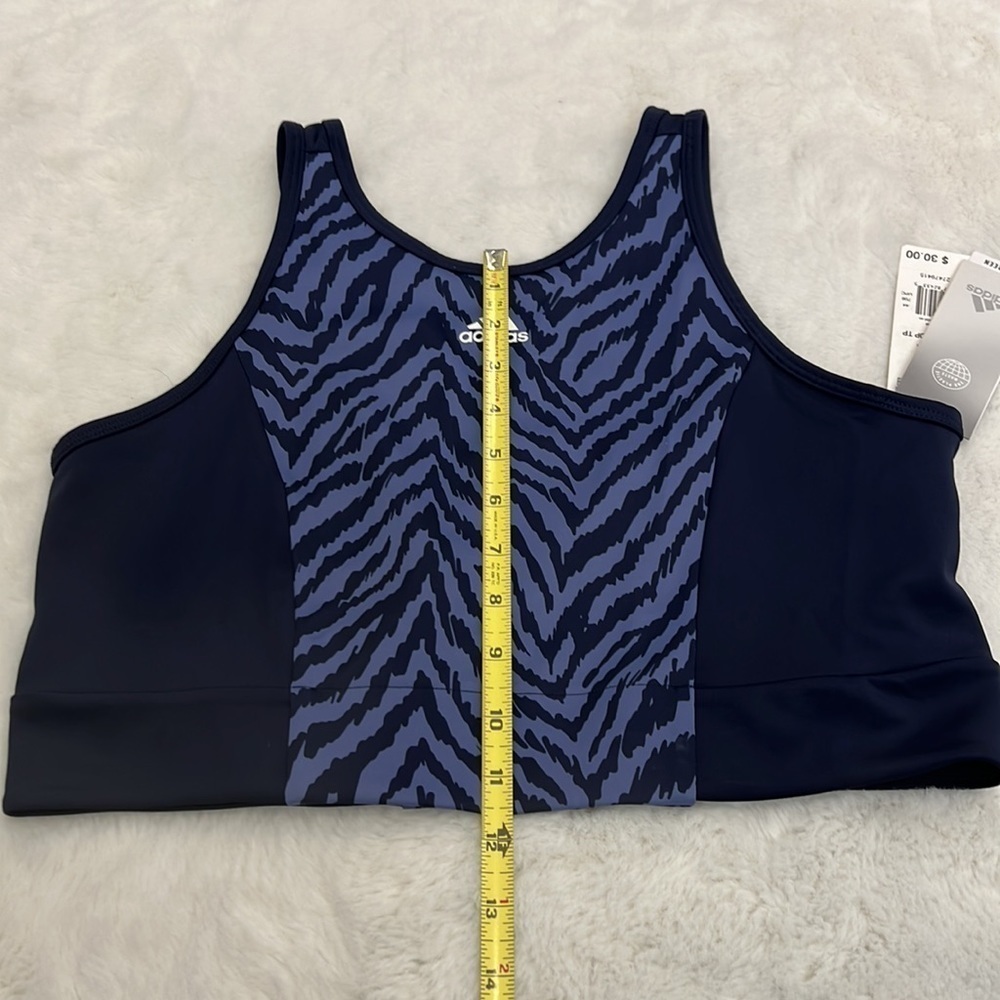 Adidas cropped athletic top size L NWT blue and purple scooped back with mesh - Picture 9 of 13